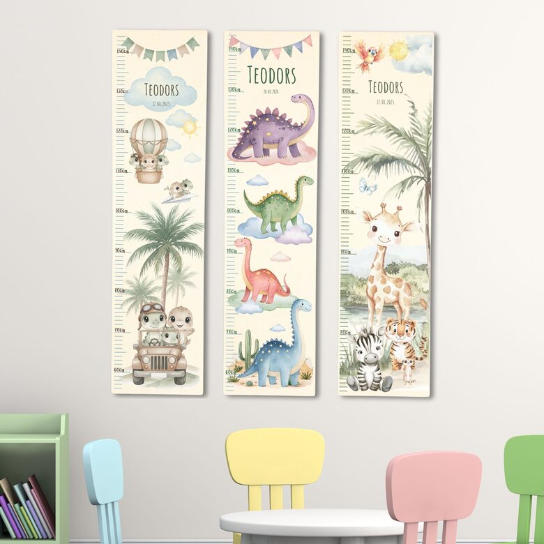 Personalizēts bērnu auguma lineāls no koka