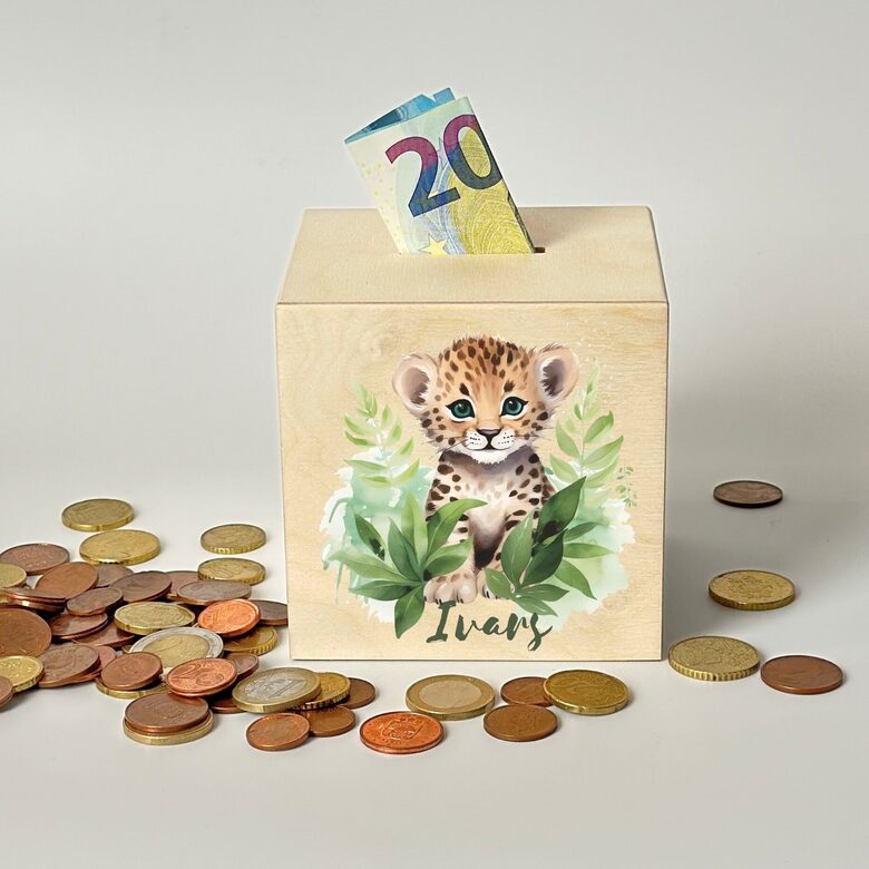 Presonalized coin box with cute baby Made in