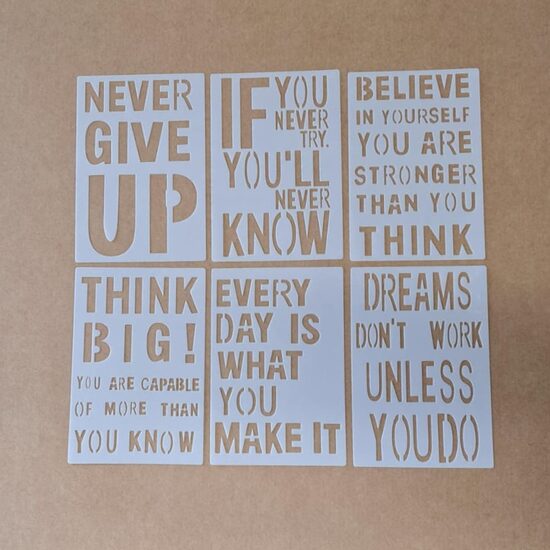 Motivējošu citātu trafareti, 6 gab. 