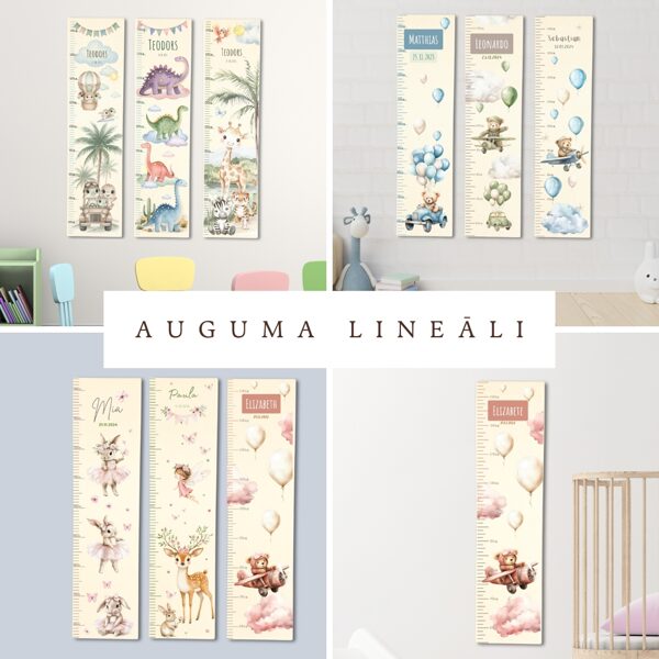 Personalizēti sienas auguma lineāli bērniem