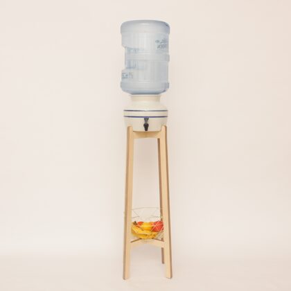 Wooden bottle rack for porcelain water dispenser