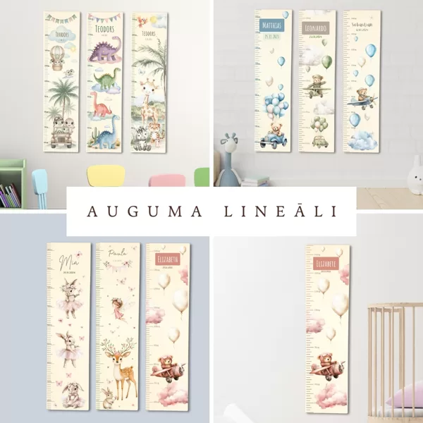 Personalizēti sienas auguma lineāli bērniem